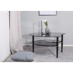 Egg bord 101 x 80 cm - Svart/Grå