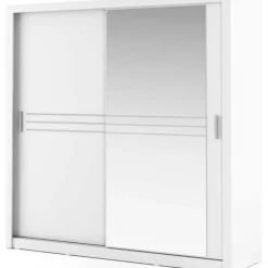 Einar nr 12 vit garderob med spegel och skjutdörrar 215x203 cm
