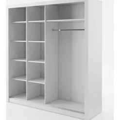 Einar nr 12 vit garderob med spegel och skjutdörrar 215x203 cm