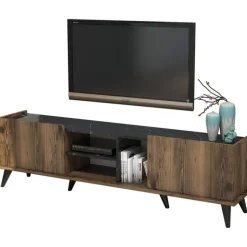 Elegant TV-bänk - Valnöt/svart