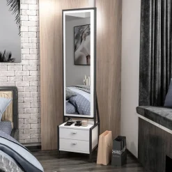 Elegante helkroppspegel med förvaring - Vit
