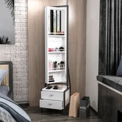 Elegante helkroppspegel med förvaring - Vit