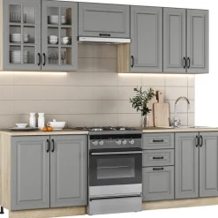 Elizabeth komplett kök 240 cm - Grå/sonoma ek