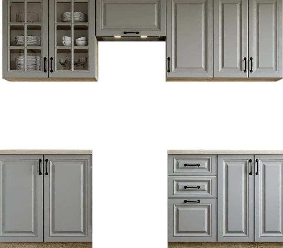 Elizabeth komplett kök 240 cm - Grå/sonoma ek