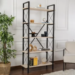 Elysian bokhylla - Travertin/svart