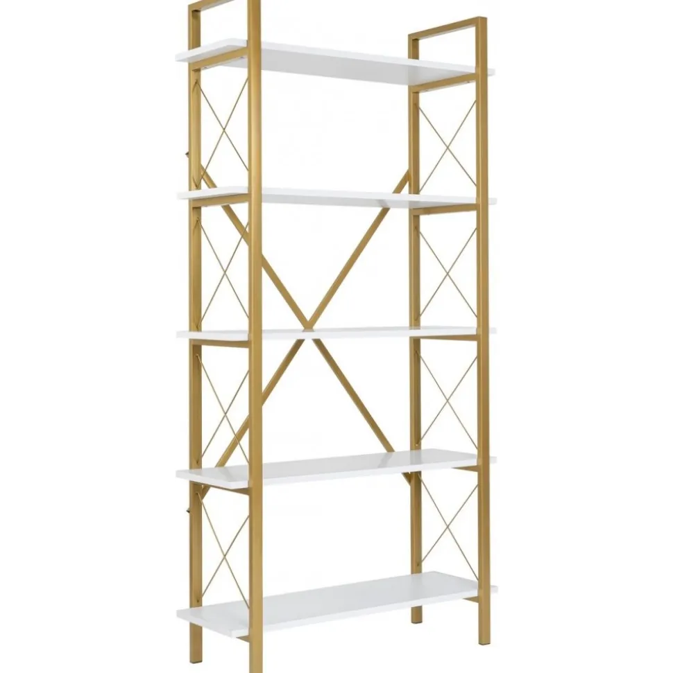 Elysian bokhylla - Vit/guld