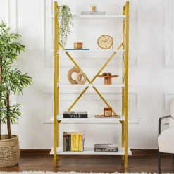 Elysian bokhylla - Vit/guld