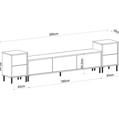 Emo TV-bänk - Travertin/guld