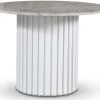 Empire matbord Ø105 cm - Silver Diana marmor / Vit lamell träfot