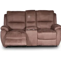 Enjoy Hollywood Biosoffa - 2-sits recliner (el) i brunt microfibertyg