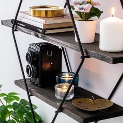 Erasmus vägghylla - Svart/valnöt