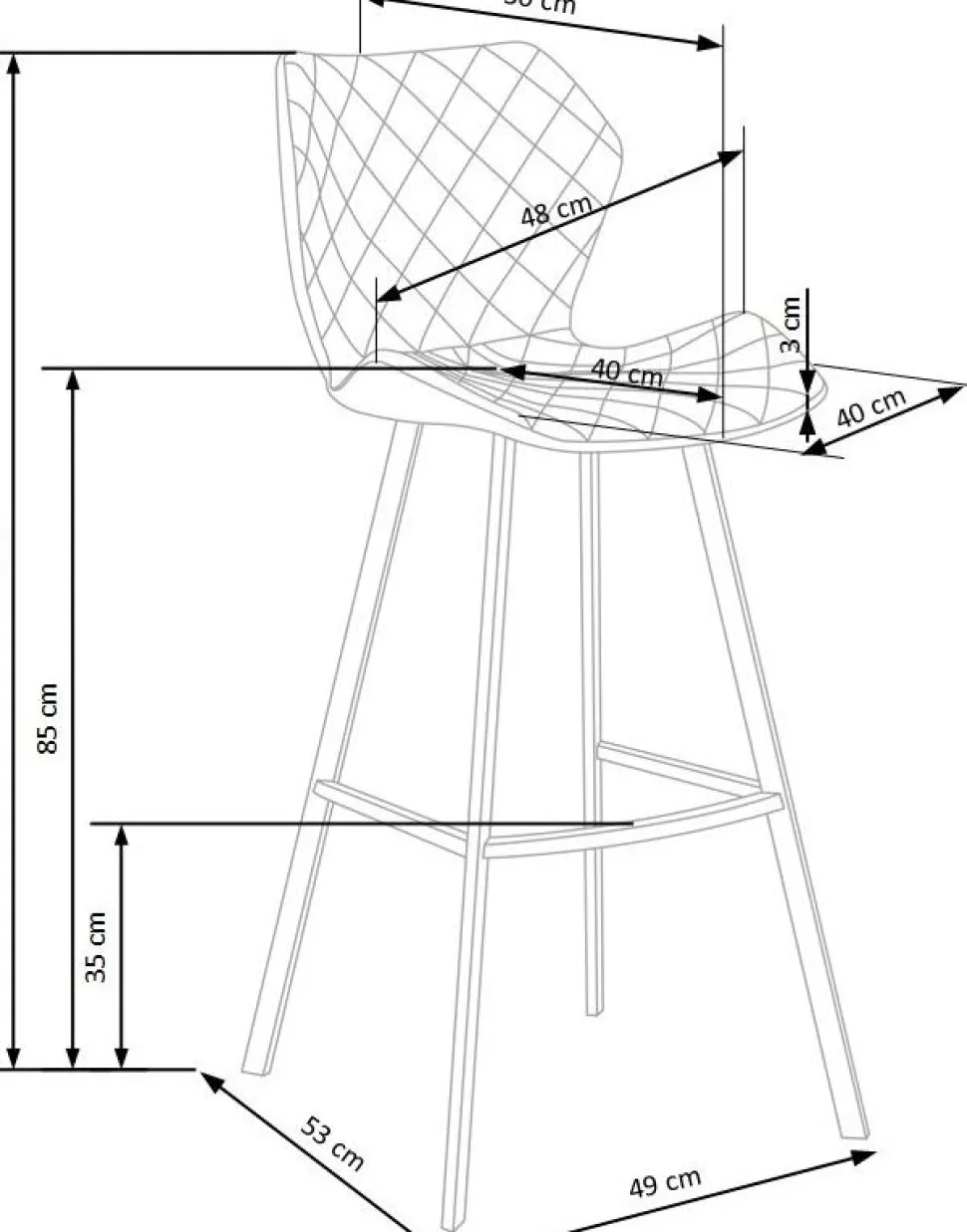 Erin barstol hög - Vit/grå + Möbeltassar