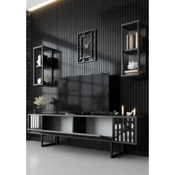 Erki TV-bänk - Antracit/svart