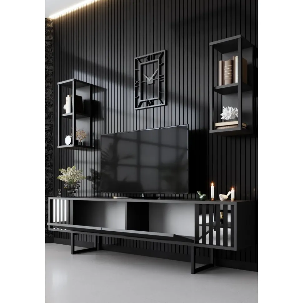 Erki TV-bänk - Antracit/svart