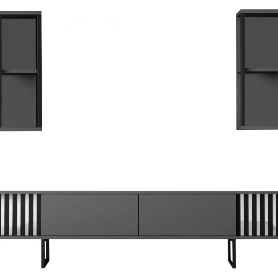 Erki TV-bänk - Antracit/svart