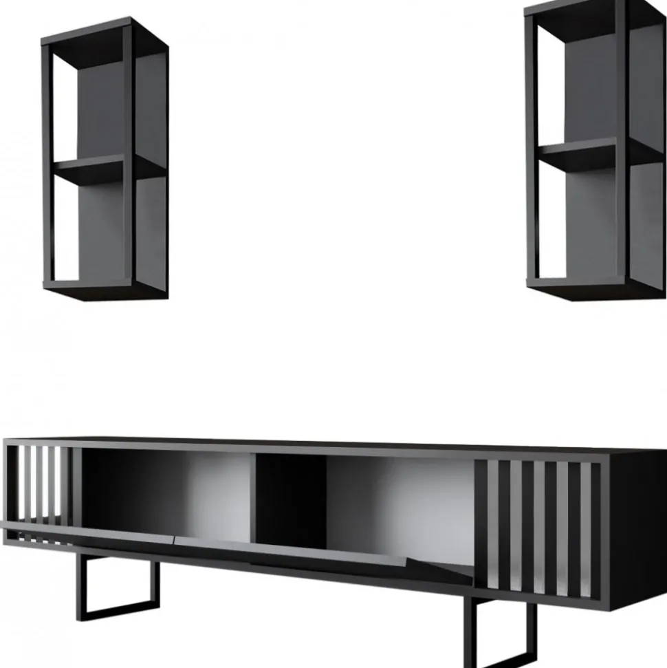 Erki TV-bänk - Antracit/svart