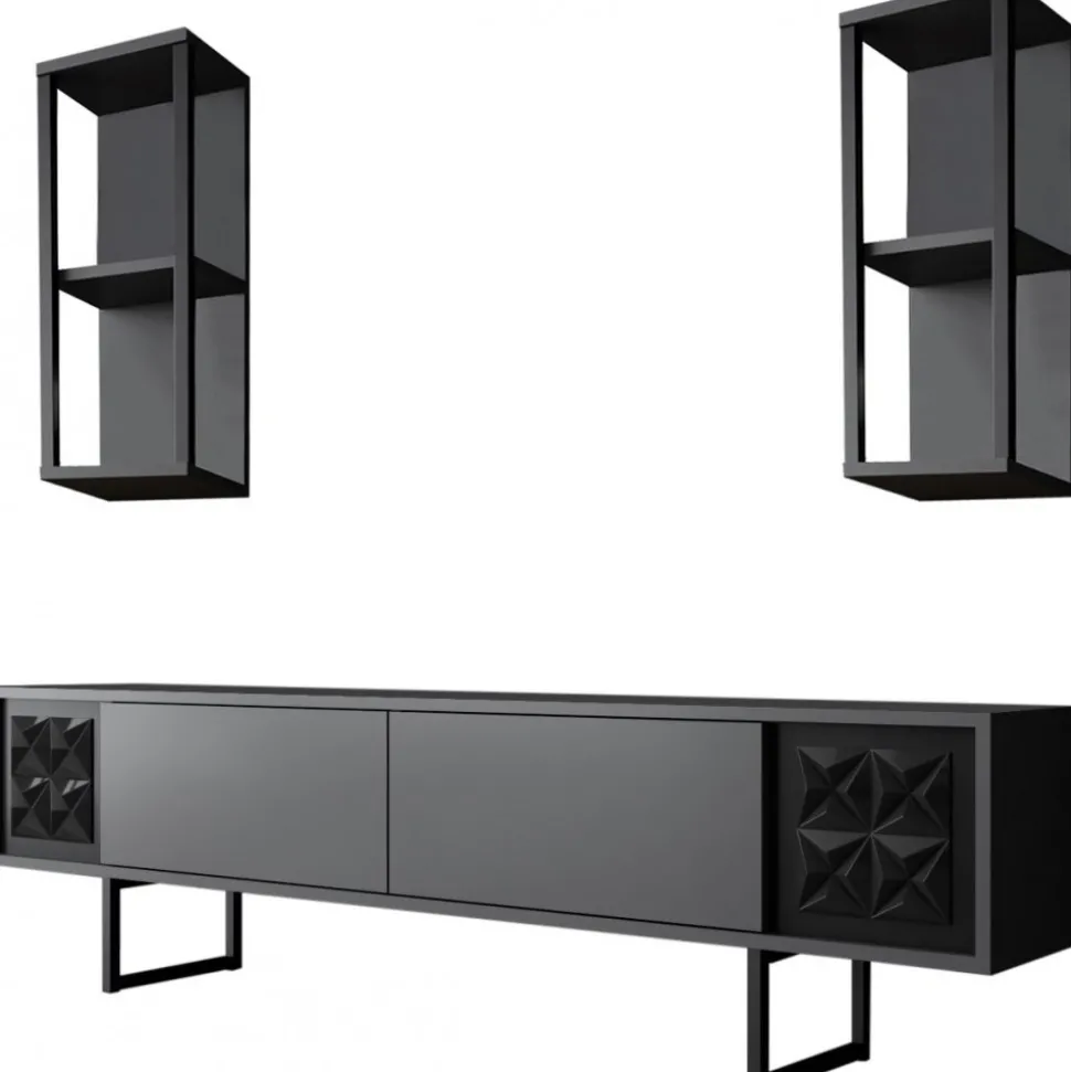 Erki TV-bänk - Antracit/svart