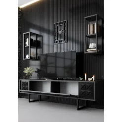 Erki TV-bänk - Antracit/svart