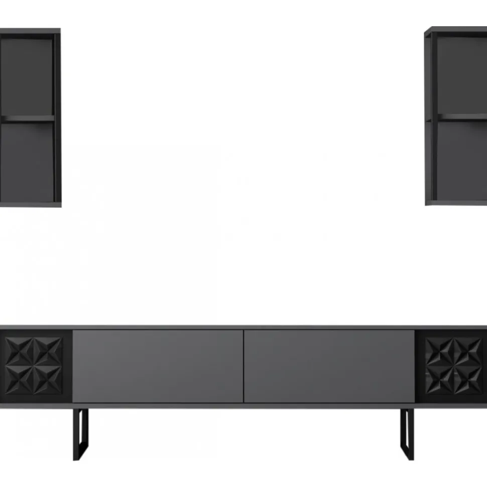 Erki TV-bänk - Antracit/svart