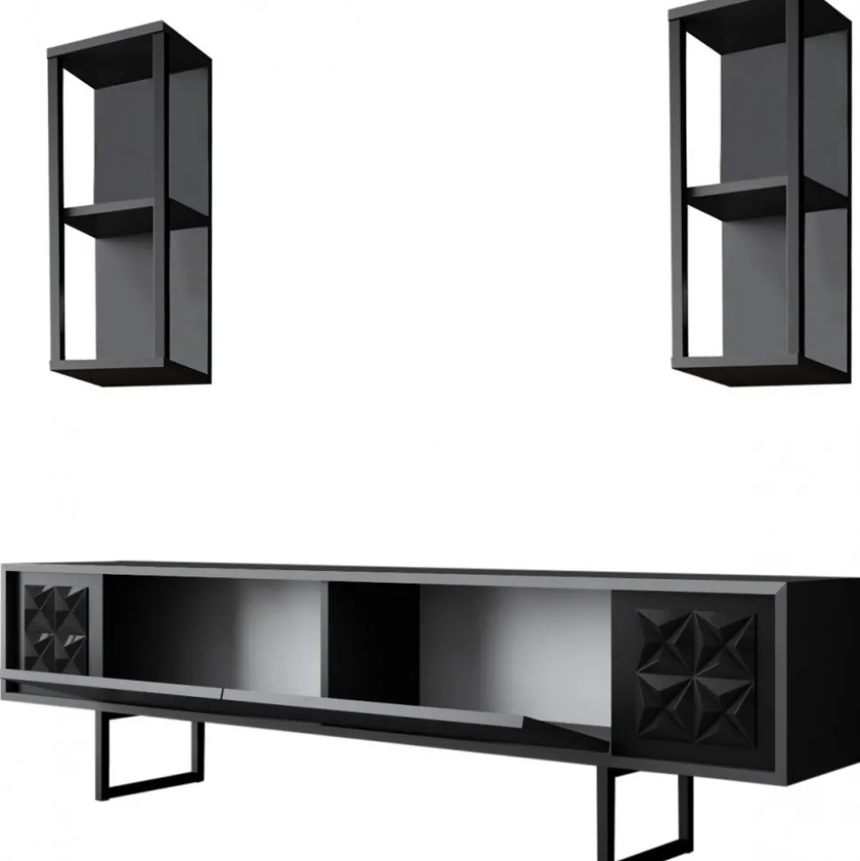 Erki TV-bänk - Antracit/svart