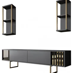 Erki TV-bänk - Antracit/svart