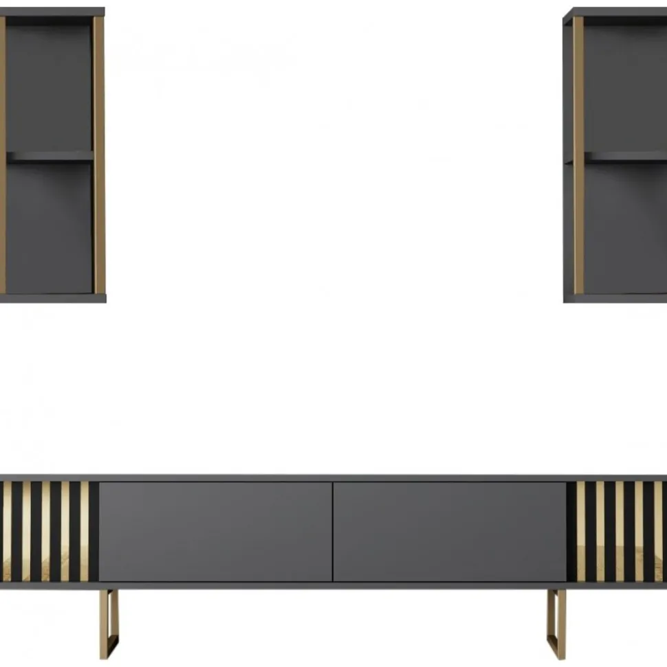 Erki TV-bänk - Antracit/svart