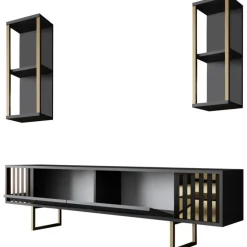 Erki TV-bänk - Antracit/svart