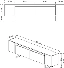 Erki TV-bänk - Travertin/silver