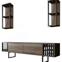 Erki TV-bänk - Valnöt/svart