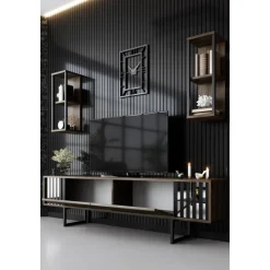 Erki TV-bänk - Valnöt/svart