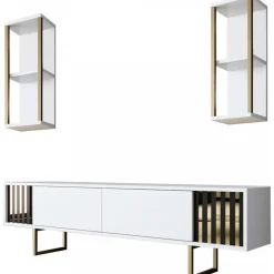 Erki TV-bänk - Vit/svart