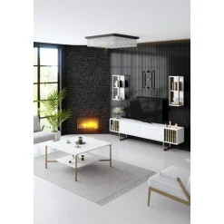 Erki TV-bänk - Vit/svart