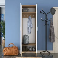 Esa garderob - Valnöt/vit