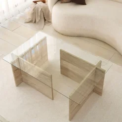 Escape soffbord 105 x 65 cm - Travertin