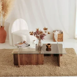 Escape soffbord med rundade kanter 105 x 65 cm - Valnöt