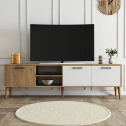 Exxen TV-bänk 180 cm - Ek/vit