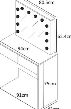 Facada vitt sminkbord med belysning 94 x 43 cm