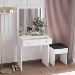 Felix sminkbord med sittpall 65 x 35 cm - Vit