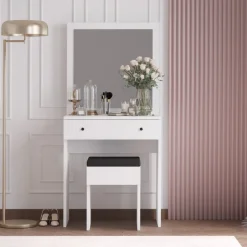 Felix sminkbord med sittpall 65 x 35 cm - Vit