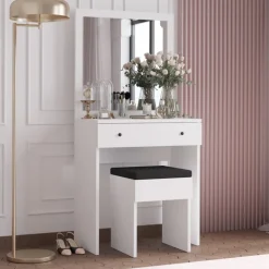 Felix sminkbord med sittpall 65 x 35 cm - Vit