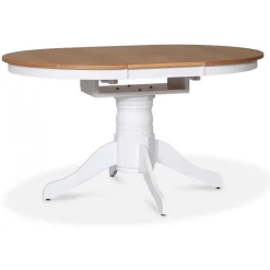 Fitchburg matgrupp; Ovalt matbord 106-141 cm - Vit / Oljad Ek med 4 st Danderyd No.16 matstolar Svart + 4.00 x Stolsdyna
