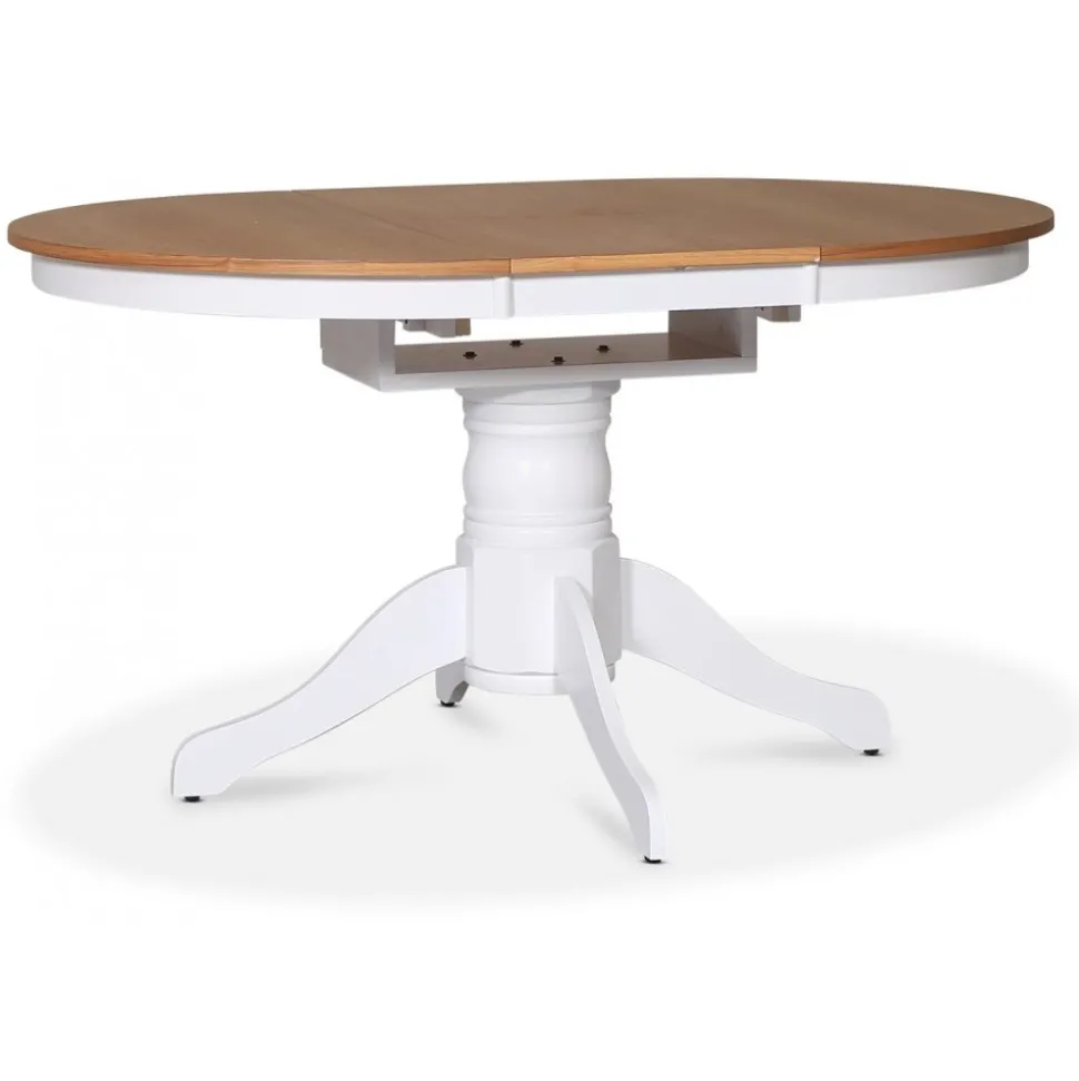 Fitchburg matgrupp; Ovalt matbord 106-141 cm - Vit / Oljad Ek med 4 st Danderyd No.16 matstolar Svart + 4.00 x Stolsdyna