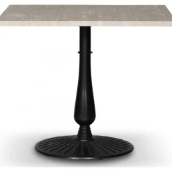 Flair matbord 90x90 cm - Svart Mystery E100 fot / Travertin sten