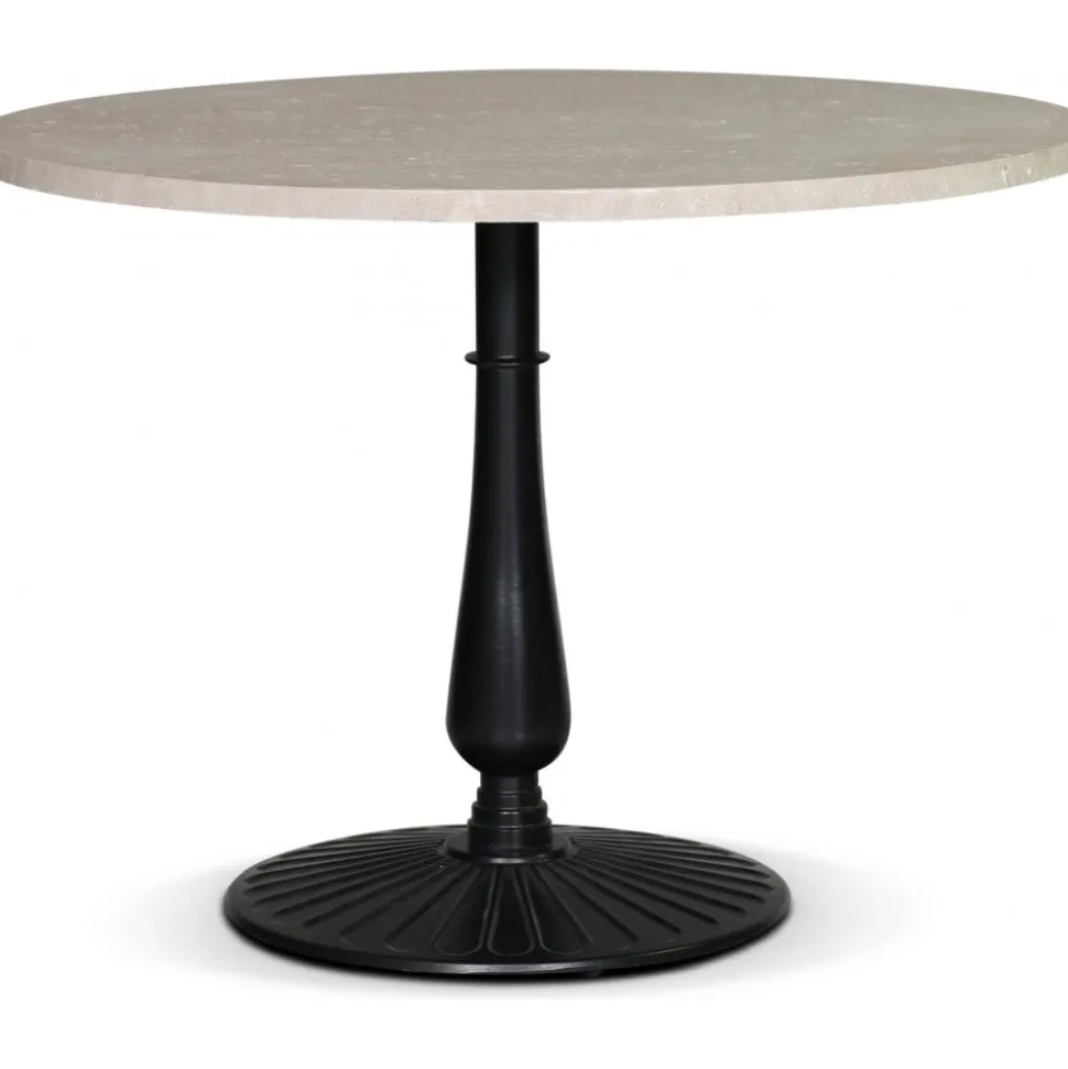 Flair runt matbord Ø105 cm - Svart Mystery E100 fot / Travertin sten