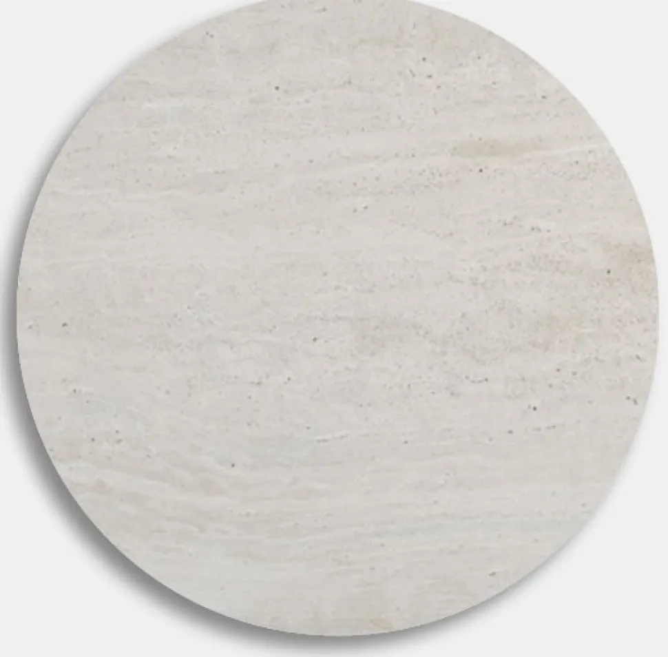 Flair runt matbord Ø105 cm - Svart Mystery E100 fot / Travertin sten