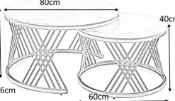 Flamingo soffbord Ø60 cm - Grå marmor/svart