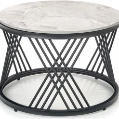 Flamingo soffbord Ø60 cm - Grå marmor/svart