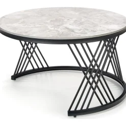 Flamingo soffbord Ø60 cm - Grå marmor/svart