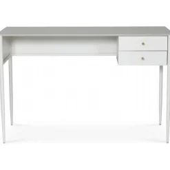 Flash skrivbord 120x50 cm - Vit / Mässing + Möbeltassar