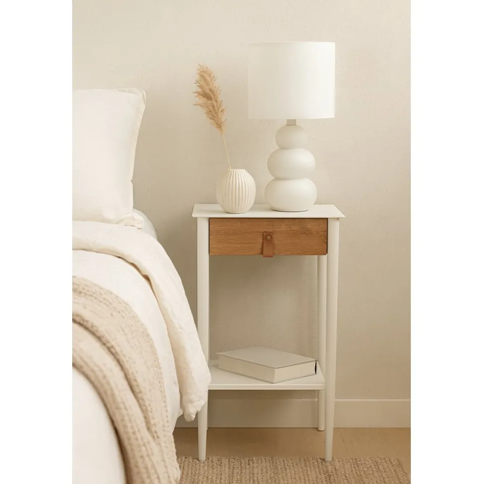 Flash sängbord - Vit/oljad ek
